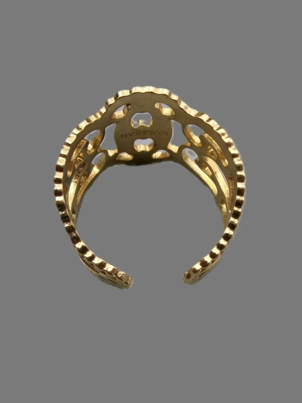 Sarah Coventry Queen's Lace Ring, Gold Filigree, Adjustable Open Band